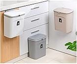Tofal Kitchen Cabinet Door Hanging Trash Can With Lid, 2.4 Gal, Small Under Sink Garbage Can For Restroom, Bathroom, Rv Kitchen Trash Bin, Wall Mounted Counter Waste Compost Bin, Plastic, Open-Top