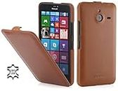 StilGut® UltraSlim, Leather Case for Microsoft Lumia 640 XL / 640 XL Dual SIM, Cognac Brown