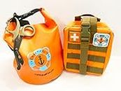 The Nautical IFAK Premium First Aid Kit - Rescue Orange CAT Tourniquet, Trauma PAK, HyFin Vent Chest Seal, Israeli Bandage - Orange, Rip Away Tactical Pouch, 5 Liter Waterproof Dry Bag