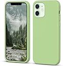 LOXXO® Microfiber Candy Case Compatible for iPhone 12/iPhone 12 Pro 6.1 inch, Shockproof Slim Back Cover Liquid Silicone Case - Matcha Green