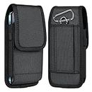 ykooe Cell Phone Pouch Nylon Belt Holster Case Compatible with iPhone 15, 15 Pro, 14 Pro, 14, 12, 12 Pro, 11, 11 Pro, 13, 13 Pro, XR, Samsung Galaxy S20 S21 S22 S23 S10 S9, Black – L