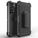 Anloes Defender Case for Samsung Galaxy S21 FE 5G, Galaxy S21 FE 5G Phone Case Heavy Duty Shockproof Dustproof 3 in 1 Rugged Protective Bumper Cover for S21 FE 5G (Black(with Belt Clip))