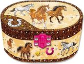 Dashing Horse Oval Shaped Musical Jewelry Box
