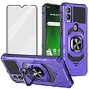 Ailiber for ATT Propel 5G Case with Stand, Cricket Magic 5G Phone Case with Screen Protector, for Magnetic Car Mount, Military Grade, Shockproof Rugged Protective Cover for Cricket Magic 5G-Purple