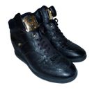 Michael Kors schwarze Leder-Turnschuhe mit hohem Keilabsatz Nikko Turnschuhe Schuhe UK 8
