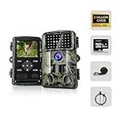 HAZA Trail Camera 58MP 2" Huge Screen 1520P/2.7K HD Game Hunting Camera with Memory Card Night Vision Motion Activated Waterproof Outdoor Deer Wildlife Camera Field Night Cam for Backyard/Farm (PR800)