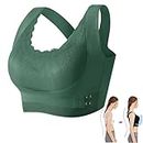 2024Adjustable Criss Cross Side Buckle Bra,Adjustable Bra Strap,Three-in-One Bras for Women,Push up Seamless Back Support Posture Correction Sports Bra (L(50-60kg),Green)