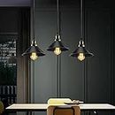 LEDSone Vintage Industrial 3 Head Black Light Shade Retro Style Metal Ceiling Pendant Lamp with 50cm Ceiling Rose for Kitchen Island Living Room Dining Room (Black, Rectangle)