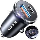 LISEN USB C Car Charger, 54W Fast Car Charger, PD 36W&QC3.0 Dual Port Car Charger Adapter, Super Mini All Metal Car Cigarette Lighter Adapter for iPhone 15 14 Pro Max Plus Samsung Galaxy S23 iPad Pro