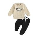 HodJIU Ensemble Vêtement Bébé Fille Daddy's Girl Sweat Pull Manches Longues et Pantalon Survêtement Enfant Fille Sportswear (Abricot Noir, 12-18 Months)