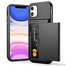 Aolcev for iPhone 11 Case with Card Holder Slot iPhone 11 Wallet Case Anti-Scratch Hard PC Back Soft TPU Bumper Shockproof Case Heavy Duty Protective Phone Case Cover for iPhone 11 6.1 inch-Black