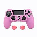ZOMTOP Silicone PS4 Controller Case: A Second Skin for Your Gamepad - Soft, Anti-Slip, Shockproof - Original Color with Grips and Caps(Pink)