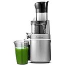 Cold Press Juicer, Aobosi Slow Masticating Juicer with Large Feed Chute, Quiet Motor & Reverse Function, Easy to Clean Brush, Juicer Machine for High Nutrient Whole Fruits Vegetables, 200 Watts, Gray
