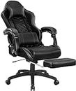 Blue Whale Gaming Chairs for Adults, Heavy Duty Gaming Chair with Massage Lumbar Support and Retractable Footrest, Classic PU Leather Ergonomic Computer Office Desk Chair