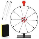 Spinning Prize Wheel, 12 Inch Tabletop Spinner 10 Slot Roulette Wheel for Prizes with Dry Erase Markers & Eraser Raffle Wheel with Stand for Trade Shows Carnival Fortune Spin Fortune Game