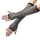 TRADERPLUS Fishnet Gloves Fishnet Long Gloves Nylon Fingerless Fishnet Gloves Hollow Fishnet Gloves 1920s Gloves Lady Punk Goth Disco Dance Gloves Party Accessory (Black)
