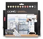 COPIC Classic Coloured Marker Pen - Wallet Set of 12 Architecture, for Art & Crafts, Colouring, Graphics, Highlighter, Design, Anime, Professional & Beginners, Art Supplies & Colouring Books