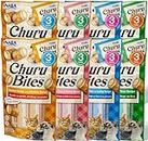 INABA Churu Bites for Cats, Grain-Free, Soft/Chewy Baked Chicken Wrapped Cat Treats with Savory Churu Centers, 4 Flavour Variety Packs (2 Each)