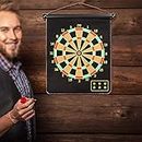 Ritmo Indoor and Outdoor High Magnetic Score Power Dart Board Kit with Double Faced Portable and Foldable Dart Game with 4 Colorful Non Pointed Darts for Adults/Kids, Multicolor, 15-Inch
