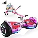 EVERCROSS Hoverboards and Kart Bundle, 6.5'' Hover Boards with Seat Attachment, Self Balancing Scooter with APP & Bluetooth Speaker, LED Lights, Hoverboards for Kids & Adults (ROSE+PINK)