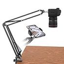 Overhead Tripod For DSLR Cameras, Heavy Duty Camera Desk Mount Stand with Flexible Articulating Boom Arm, Camera Holder Table Clamp for Canon Nikon Sony Fuji SLR Mirrorless Cam Video Photography