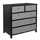 5 Drawer Fabric Dresser Storage Tower, Dresser Chest with Wood Top, End Table Organizer Unit for Bedroom, Office - SortWise