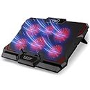 Tukzer RGB Laptop Cooling Pad Stand Riser, Portable Slim Quiet USB Powered Gaming Cooler Chill Mat| 6-Red-LED Fans| & Touch Control 7-Height Adjustment, Dual-USB-Port| 10-to 17-inch Laptops