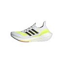 adidas Ultraboost 21 Running Shoe, White/Black/Solar Yellow, 4 US Unisex Big Kid