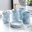 Bathroom Accessories Set Bathroom Accessory Set Design Ceramic Bathroom Accessory Set - Soap Dish soap Dispenser Glass/Toothbrush Holder (Color : Blue Size : 6 Piece Set) (Blue 5 Piece Set)