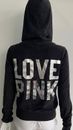 Victoria's Secret Pink Hoodie Love Pink Sequin Sweatshirt Terry Black M  New