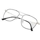Roshfort Unisex Eyeglasses For Men Women Spectacle Frames Light Weight Blue Ray Blocking Glasses For Computer Zero Power Bluecut lens Rectangular Medium Size M-3198 Frame Silver Black