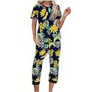 Generic Long Sleeve Pajamas Set for Women 2 Piece PJS Soft Sleepwear Crewneck Top and Pants Sets Cute Print 2 Piece Outfits,Lounge Sets for Women Uk