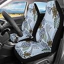 JOAIFO 2 Pieces Vintage Tropical Leaf Print Car Seat Covers,Universal Fashion Sea Turtle Auto Front Seats Protector Car Accessoires Fits for Car,SUV Sedan,Truck
