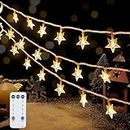 HEYFUNi Warm White Star String Lights,39FT 100LED Plug in Fairy Twinkle Lights with 8 Modes Waterproof for Indoor Outdoor Christmas Tree,Home,Girls’ Room,Garden,Party,Wedding Decor(Warm White)