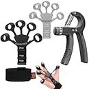 CAGVIZO Combo of 1 Adjustable Hand Gripper Strengthener And 2 Finger gripper - Adjustable Hand Gripper And finger Gripster Grip Trainer for Men and Women for Gym workout & Hand Therapy, Rock Climbing- Relieve Pain for Arthritis, Carpal Tunnel(Grey 5kg-60kg).