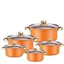 10-Piece Basic Stainless Steel Pots - Home Kitchen Cookware Sets for Gas Electric Halogen Ceramic Induction Hobs Type 7