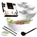 4 XL White Pho Bowls set. 16 Pieces Pho Bowl Set for Asian Noodle Dishes, 52 ...