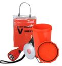 Safety Equipment Pack w/ Floating Torch, V-Sheet, Signal Mirror, 1.5L Container