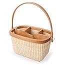 Teng Tian Nantucket Utensil Caddy Silverware Napkin Holder and Condiment Organizer Multi-Purpose Rattan Caddy Ideal for Kitchen Dining Entertaining Tailgating Picnics and Much More