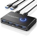 Jancane USB 3.0 Switch Selector KVM Switches 2 Computers Sharing 4 USB Devices Peripheral Switcher Box Hub for Mouse, Keyboard, Scanner, Printer; for Mac/Windows/Linux; 2 Pack USB Cable Included
