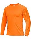 Boladeci Mens Fishing Shirts Long Sleeve UPF 50+ UV Protection Sun Block Cool Athletic Tee Shirts for Hiking, Camping, Surfing, Running (Orange)