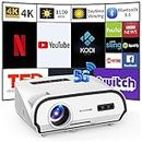 Ultra HD 4K Daytime Projector 14300 High Lumens Outdoor Movie Projector Max 300" Display Wifi6 Bluetooth Smart TV Projector with Android OS 2G+16G for Gaming, Home Cinema, Office, HDMI/USB/AV/LAN/ARC
