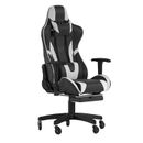 Flash Furniture CH-187230-BK-RLB-GG Swivel Gaming Chair w/ Footrest - LeatherSoft Back & Seat, Black/White, Fully Reclining Back, Slide-Out Footrest