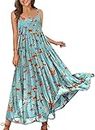 YESNO Summer Dresses for Women 2022 Casual Loose Boho Floral Dress with Pockets Spaghetti Strap Maxi Dress 2XL E75CA CR14