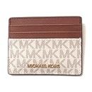 Michael Kors Jet Set Travel Large Card Case Holder MK Print Saffiano Leather (Vanilla)