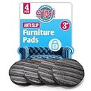 Stay! Furniture Pads, Round Furniture Grippers, Gripper Pads, Protect Your Floor | Works on Hardwood Floors and Carpet, Anti-Slip | Round Black, Set of 4 (3 inch)