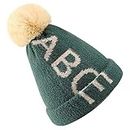Krystle Boy's and Girl's Warm Winter Woolen ABCDE Green Beanie Cap/Neck Muffler with Soft Pom-Pom (Suitable for Age 3-10 Years Old)