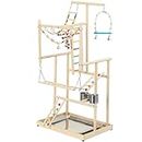 Navaris Wooden Parrot 4-Tier Playpen - Vibrant Budgie Playground with Parrot Stand Ladder Toys and Accessories - Bird Play Stand - Budgie Perch for Fun