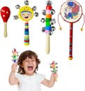 Toddler Musical Instruments,4Pcs 4 Types Wooden Percussion Instruments Toys Baby