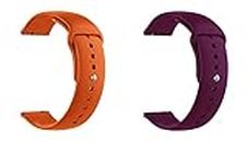 ACM Pack of 2 Watch Strap Silicone Belt compatible with Goqii Smart Vital Fitness Spo2 Smartwatch Sports (Orange/Burgundy Purple)